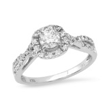 14K White Gold Setting with .45ct Center Diamond and 1.0tcw Ladies Ring