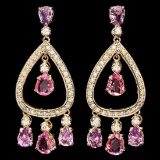 14K Yellow Gold 7.90ct Sapphire and 1.58ct Diamond Earrings
