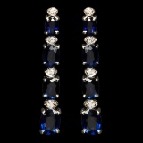 14k White Gold 1.50ct Sapphire 0.48ct Diamond Earrings