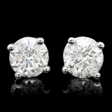 14K White Gold 1.00ct Diamond Earrings