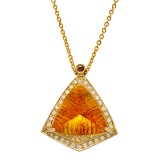 14k Yellow Gold 13.60ct Citrine 0.43ct & 0.05ct Diamond Pendant