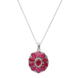 14K White Gold Setting with 6.9ct Ruby and 0.68ct Diamond Pendant