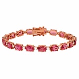 14k Rose Gold 16.50ct Pink Tourmaline 0.95ct Diamond Bracelet