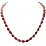 14k Yellow Gold 44.91ct Pink Tourmaline 1.95ct Diamond Necklace