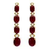 14k Yellow Gold 8.64ct Ruby 0.26ct Diamond Earrings