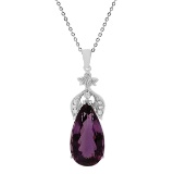 14k White Gold 32.85ct Amethyst 0.57ct Diamond Pendant