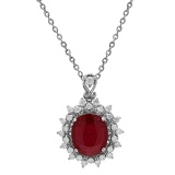 14k White Gold 5.41ct Ruby 0.86ct Diamond Pendant