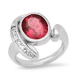 Platinum Setting with 3.48ct Tourmaline and 0.10ct Diamond Ladies Ring