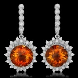 14K Gold 12.92ct Citrine 2.10ct Diamond Earrings