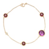 14K Yellow Gold Setting with 4.15ct Amythist and 0.04ct Diamond Bracelet
