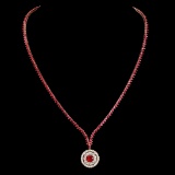 14k Rose Gold 10.88ct Ruby 1.24ct Diamond Necklace