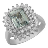 14k White Gold 2.03ct Aquamarine 1.12ct Diamond Ring