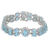 14K Gold 24.37ct Aquamarine 1.59ct Diamond Bracelet