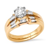 14K Yellow Gold Setting with 0.70ct Center and 1.00tcw Diamond Ladies two Ring Set