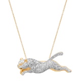 18K Yellow Gold Setting with 1.10ct Diamond Panther Pendant
