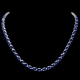 14K White Gold 28.57ct Sapphire and 1.62ct Diamond Necklace