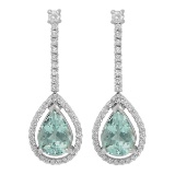 14k White Gold 6.95ct Aquamarine 0.88ct Diamond Earrings