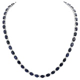 14k White Gold 34.67ct Sapphire 1.48ct Diamond Necklace