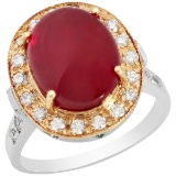 14k White & Rose Gold 8.62ct Ruby 0.62ct Diamond Ring