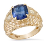18K Yellow Gold Setting with 5.13ct Sapphire and 1.85ct Diamond Ladies Ring