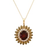 14K Yellow Gold Setting with 5.4ct Garnet and 1.20TCW Diamond LALI