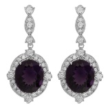 14k White Gold 16.53ct Amethyst 1.83ct Diamond Earrings