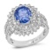 18K White Gold Setting with 4.0ct Sapphire and 1.32ct Diamond Ladies Ring