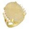14k Yellow Gold 11.44ct White Opal 0.53ct Diamond Ring