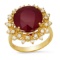 14K Yellow Gold Setting with 13.28ct Ruby and 0.78ct Diamond Ladies Ring