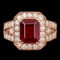 14K Rose Gold 5.18ct Ruby and 1.52ct Diamond Ring
