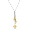 18K Yellow and White Gold Setting with Three White Pearl Necklace