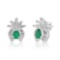 18K White Gold Setting with 1.00ct Emerald and 1.00ct Diamond Ladies Earrings