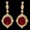 14K Yellow Gold 21.36ct Ruby and 1.32ct Diamond Earrings