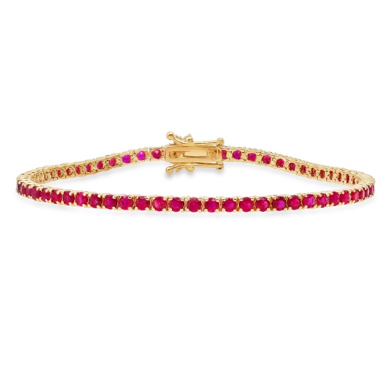 14K Yellow Gold with 4.82ct Ruby and 0.33ct Diamond Bracelet