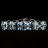 14K White Gold 24.10ct Topaz 0.75ct Diamond Bracelet