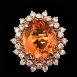 14K Rose Gold 5.72ct Citrine and 0.78ct Diamond Ring