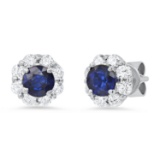 14K White Gold Setting with 1.01ct Sapphire and 0.68ct Diamond Earrings