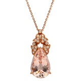 14k Rose Gold 22.12ct Morganite 0.82ct Diamond Pendant