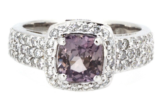 18K White Gold Ladies Ring with 1.75ct GIA Certified Sapphire and 0.73ct tw Adjacent Diamonds