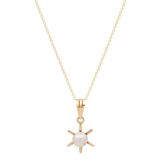 14K Yellow Gold Setting with 6mm Pearl Ladies Pendant