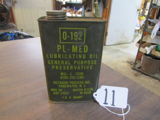 Vtg Circa 1969 MILITARY 0-192 P L - M E D Weapons Oil Can Lubricant ( Pick Up Only )
