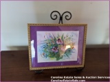 Original Framed Wall Art By Peggy Anne Cumbie w/ Metal Stand