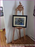 Original Framed Wall Art By Peggy Anne Cumbie w/ Beautiful Wooden Adjustable Stand