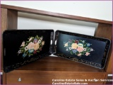 2 Hand Painted Wooden Trays
