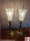 2 Vintage  Brass Lamps with Crystal Tops