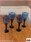 4 Tall Blue Wine Goblets
