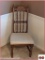 High Back Vintage Wooden Chair with Fabric Seat