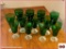 12 Vintage Beautiful Green Glass & Clear Base Water Goblets