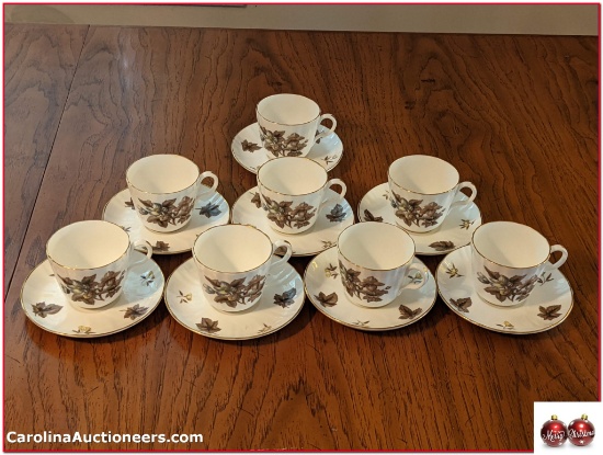 8 Coffee Cups & Saucers Royal Worchester Fine Bone China (Dorchester) - England