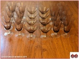 Vintage 8 Water, 8 Wine, & 8 Champagne Glasses - Fades to Dark Purple